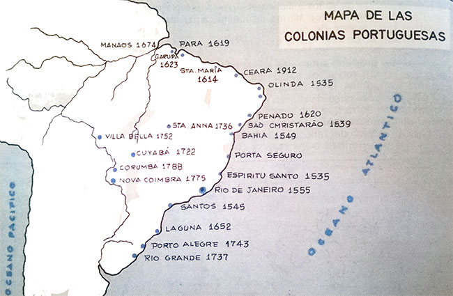 Mapa de las Colonias Portuguesas
