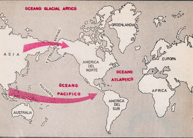 Mapa de llegada de otras civilizaciones a América