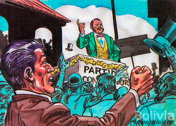 Dibujo - Guerra del Pacífico 1879 - Surgimiento de los partidos políticos - Consecuencias de la Guerra del Pacífico - Historia de Bolivia - www.ibolivia.net
