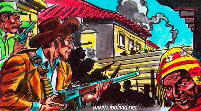 Dibujo - La Guerra Federal (1898-1899) enfrentamiento entre ciudades de Sucre y La Paz- Historia de Bolivia - www.ibolivia.net