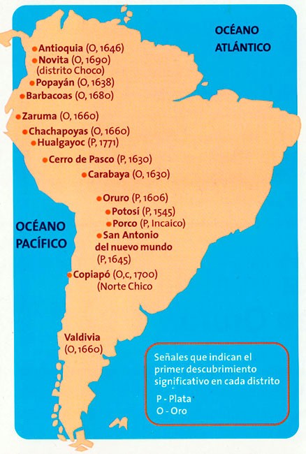 Mapa de principales minas en la época colonial - ibolivia.net