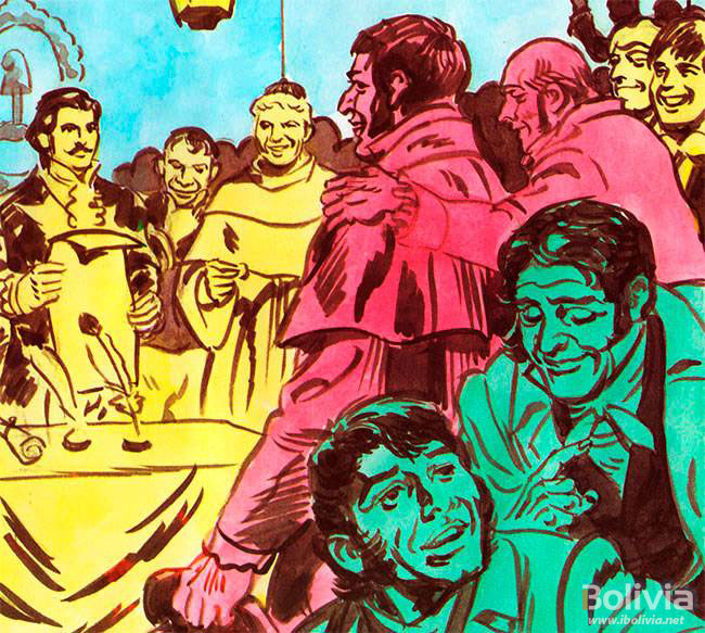 Dibujo - Redacción de la Primera Constitución Boliviana - ibolivia.net
