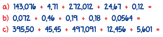Ejercicios - Adición de Números Decimales - Matemática Básica - Ibolivia.net