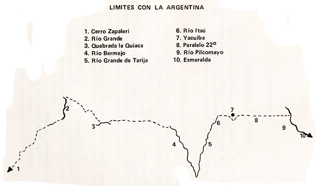 Mapa de límites con la Argentina