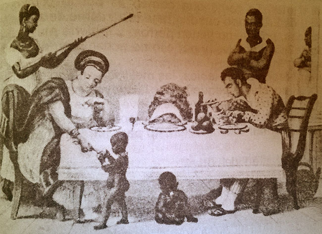 Almuerzo de un matrimonio carioca, primer tercio del siglo XIX.